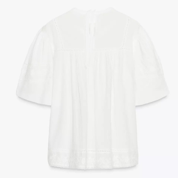 ZW Collection Embroidered Romantic Blouse, Oyster White, S, NWT - Picture 6 of 8